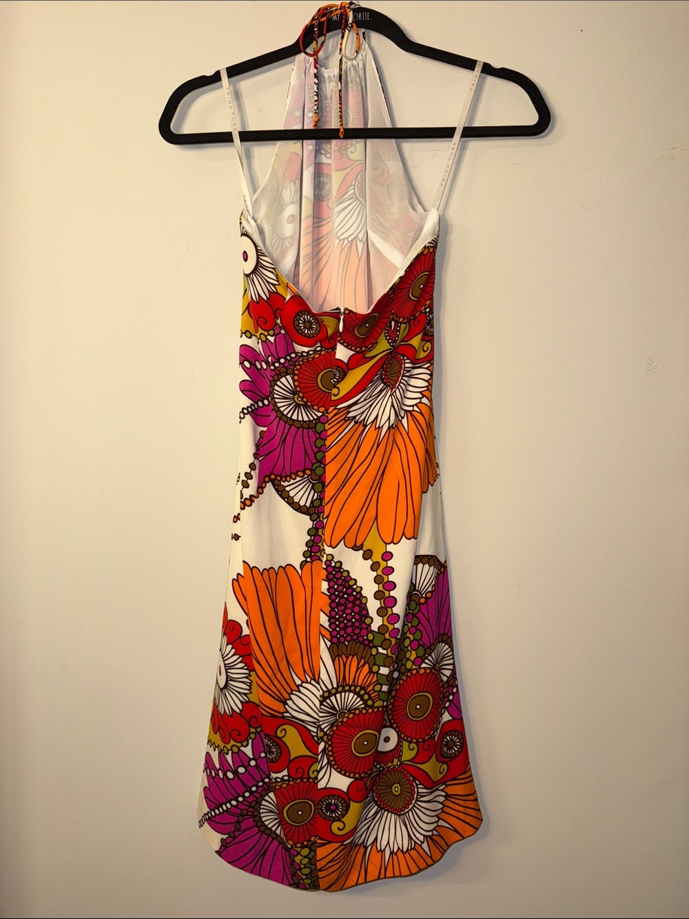 Trina Turk Vibrant Floral Halter Dress in Orange, Pink & Green - Picture 7 of 7